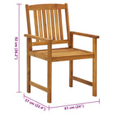Garden Chairs with Cushions 8 pcs Solid Acacia Wood - Low Angle