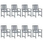 Garden Chairs 8 pcs Solid Acacia Wood Grey