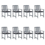 Garden Chairs with Cushions 8 pcs Solid Acacia Wood Grey