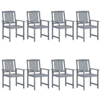 Garden Chairs with Cushions 8 pcs Solid Acacia Wood Grey