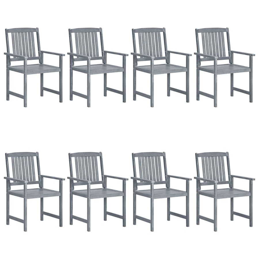 Garden Chairs with Cushions 8 pcs Solid Acacia Wood Grey