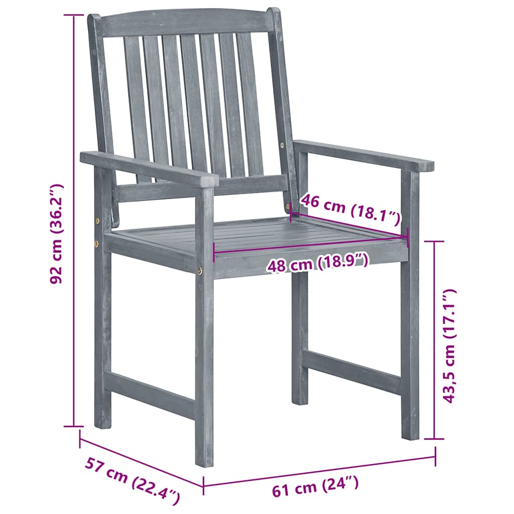 Garden Chairs with Cushions 8 pcs Solid Acacia Wood Grey