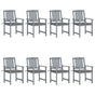 Garden Chairs with Cushions 8 pcs Solid Acacia Wood Grey