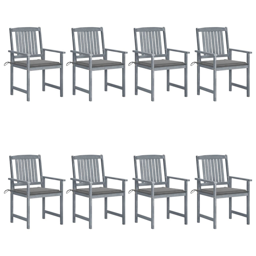 Garden Chairs with Cushions 8 pcs Solid Acacia Wood Grey