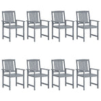 Garden Chairs with Cushions 8 pcs Solid Acacia Wood Grey