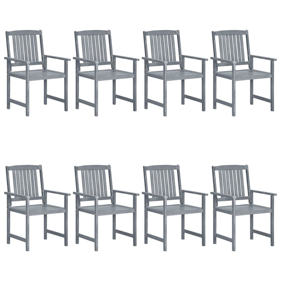 Garden Chairs with Cushions 8 pcs Solid Acacia Wood Grey