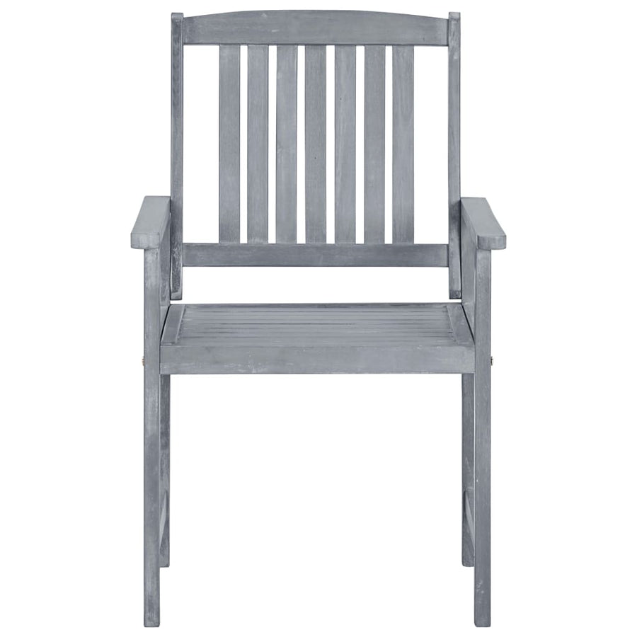Garden Chairs with Cushions 8 pcs Solid Acacia Wood Grey