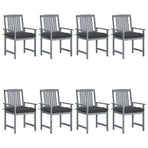 Garden Chairs with Cushions 8 pcs Solid Acacia Wood Grey