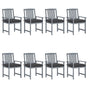 Garden Chairs with Cushions 8 pcs Solid Acacia Wood Grey