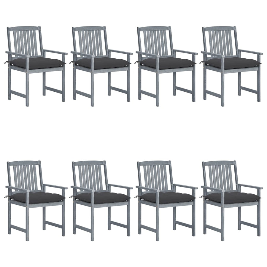 Garden Chairs with Cushions 8 pcs Solid Acacia Wood Grey