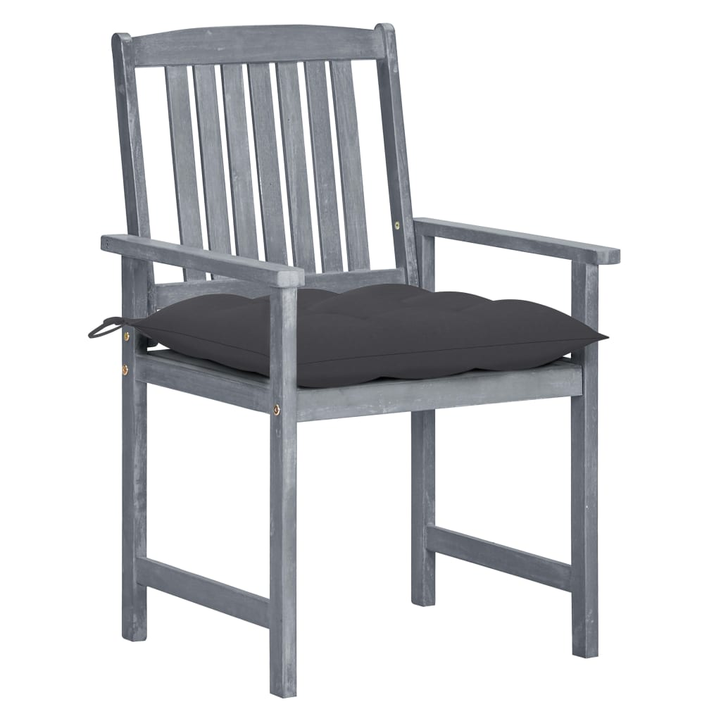 Garden Chairs with Cushions 8 pcs Solid Acacia Wood Grey
