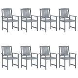 Garden Chairs with Cushions 8 pcs Solid Acacia Wood Grey