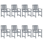Garden Chairs with Cushions 8 pcs Solid Acacia Wood Grey