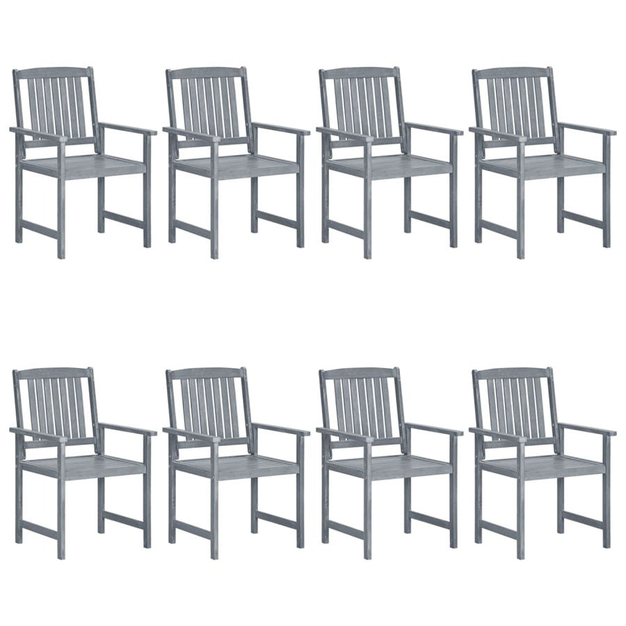 Garden Chairs with Cushions 8 pcs Solid Acacia Wood Grey