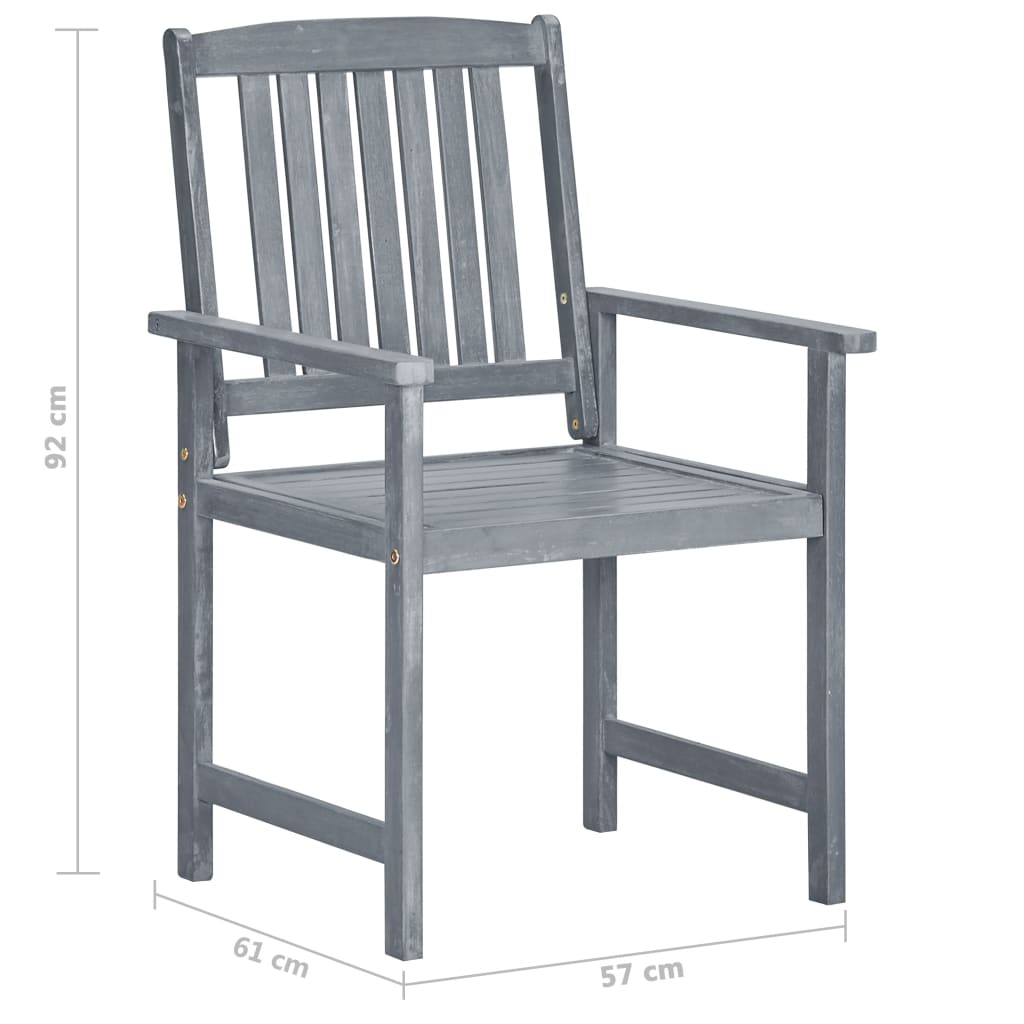 Garden Chairs with Cushions 8 pcs Solid Acacia Wood Grey