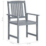 Garden Chairs with Cushions 8 pcs Solid Acacia Wood Grey - Close-Up Angle