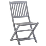 Folding Outdoor Chairs 8 pcs Solid Acacia Wood - Front View