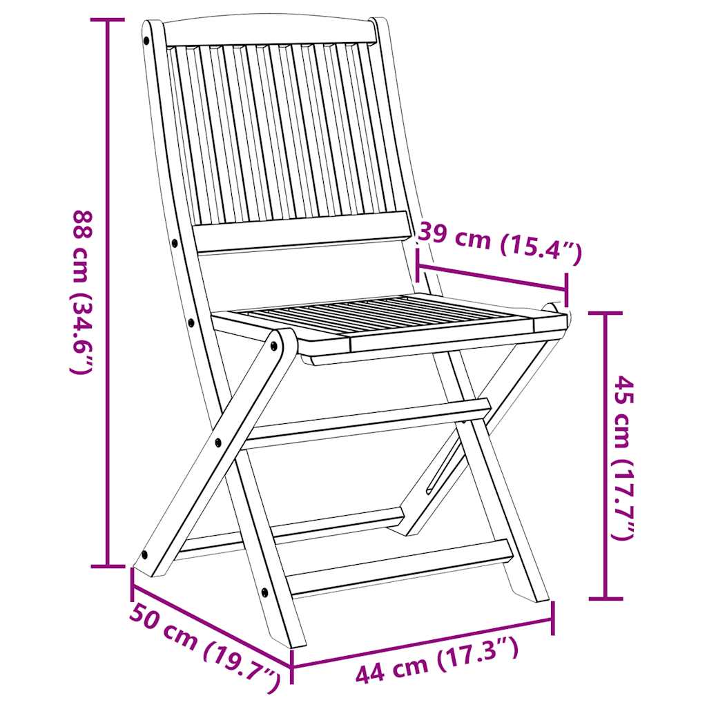 Folding Outdoor Chairs 8 pcs Solid Acacia Wood