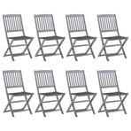 Folding Chairs 8 pcs with Cushions Solid Acacia Wood