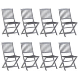 Folding Outdoor Chairs 8 pcs with Cushions Solid Acacia Wood