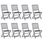 Folding Chairs 8 pcs with Cushions Solid Acacia Wood