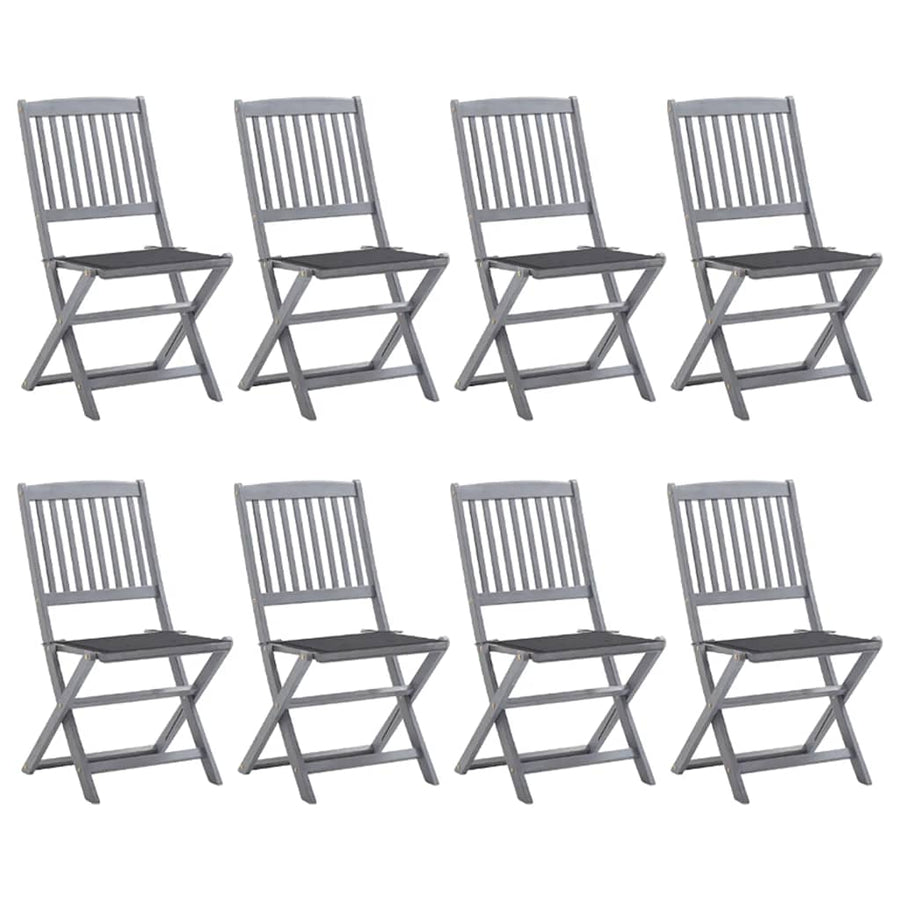 Folding Chairs 8 pcs with Cushions Solid Acacia Wood