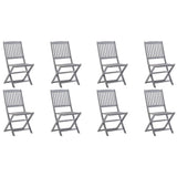 Folding Outdoor Chairs 8 pcs with Cushions Solid Acacia Wood