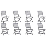 Folding Chairs 8 pcs with Cushions Solid Acacia Wood