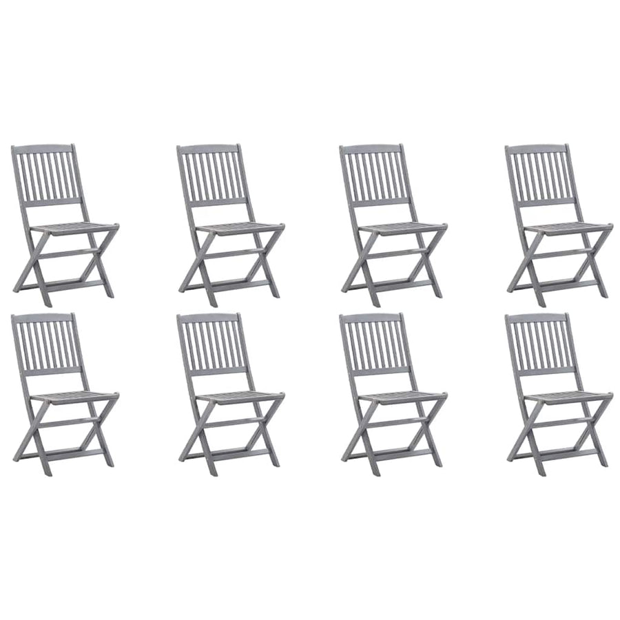 Folding Chairs 8 pcs with Cushions Solid Acacia Wood