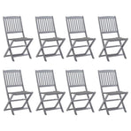 Folding Chairs 8 pcs with Cushions Solid Acacia Wood