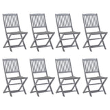 Folding Outdoor Chairs 8 pcs with Cushions Solid Acacia Wood