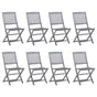 Folding Chairs 8 pcs with Cushions Solid Acacia Wood