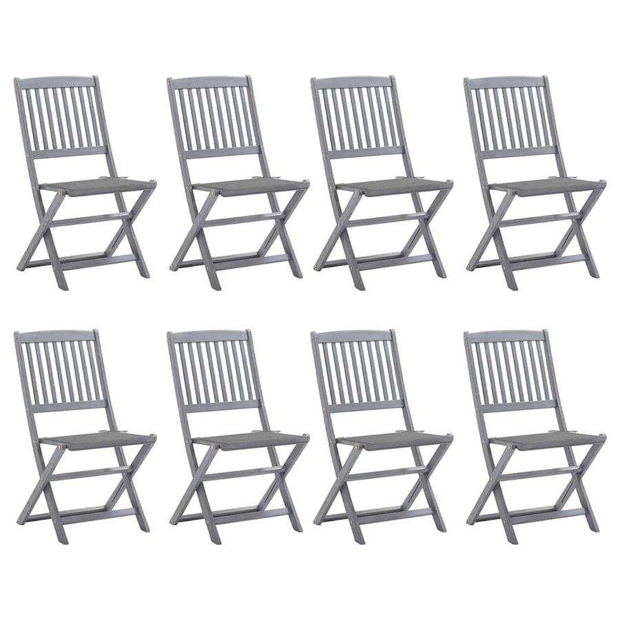 Folding Chairs 8 pcs with Cushions Solid Acacia Wood