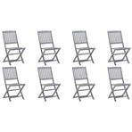 Folding Chairs 8 pcs with Cushions Solid Acacia Wood