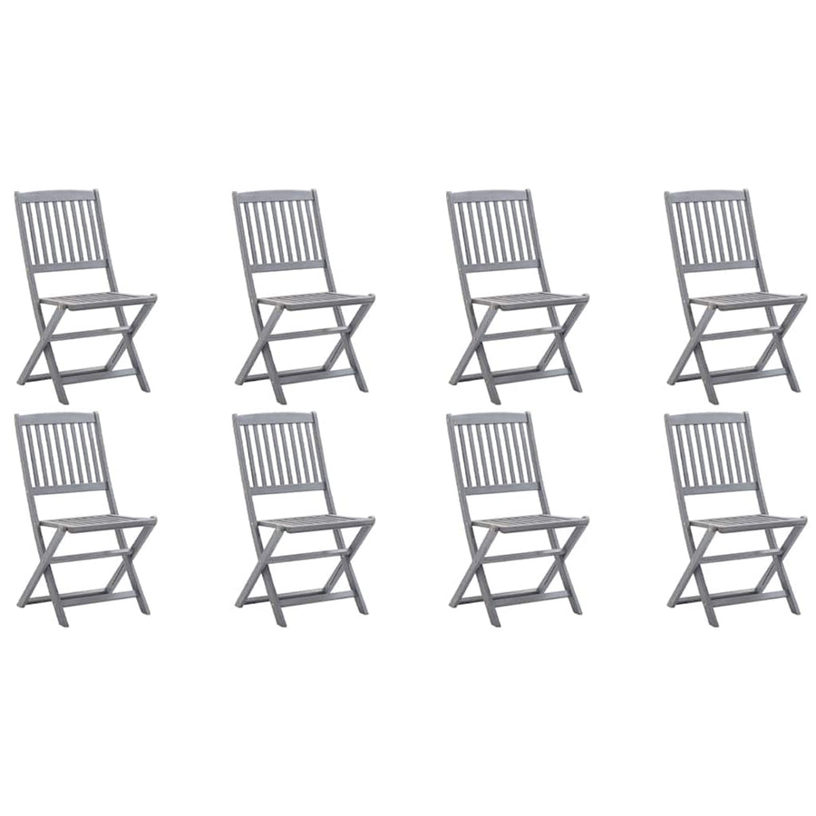Folding Chairs 8 pcs with Cushions Solid Acacia Wood