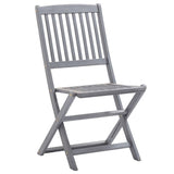 Folding Outdoor Chairs 8 pcs with Cushions Solid Acacia Wood - Side View