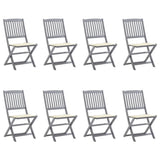 Folding Outdoor Chairs 8 pcs with Cushions Solid Acacia Wood
