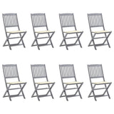 Folding Outdoor Chairs 8 pcs with Cushions Solid Acacia Wood