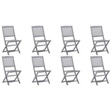 Folding Outdoor Chairs 8 pcs with Cushions Solid Acacia Wood