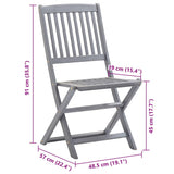 Folding Outdoor Chairs 8 pcs with Cushions Solid Acacia Wood - Close-Up Angle