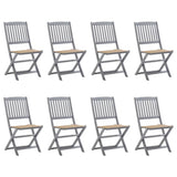 Folding Outdoor Chairs 8 pcs with Cushions Solid Acacia Wood