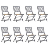 Folding Outdoor Chairs 8 pcs with Cushions Solid Acacia Wood