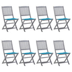 Folding Chairs 8 pcs with Cushions Solid Acacia Wood