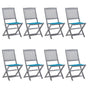 Folding Chairs 8 pcs with Cushions Solid Acacia Wood