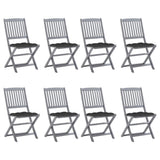 Folding Outdoor Chairs 8 pcs with Cushions Solid Acacia Wood