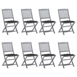 Folding Outdoor Chairs 8 pcs with Cushions Solid Acacia Wood