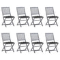 Folding Chairs 8 pcs with Cushions Solid Acacia Wood