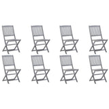 Folding Outdoor Chairs 8 pcs with Cushions Solid Acacia Wood