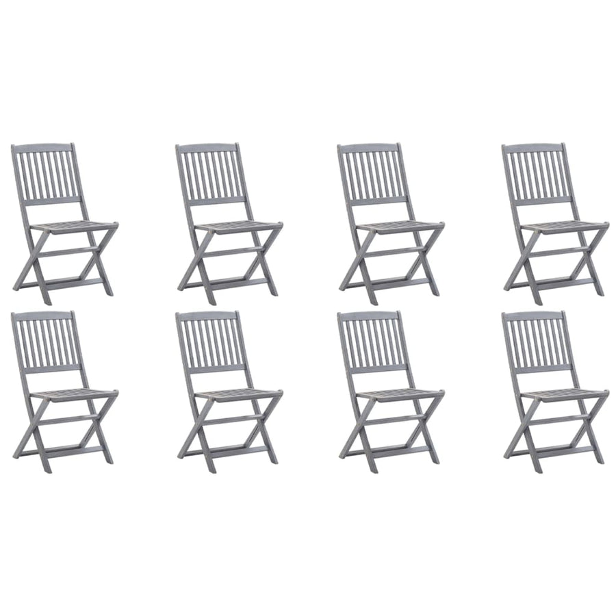 Folding Chairs 8 pcs with Cushions Solid Acacia Wood
