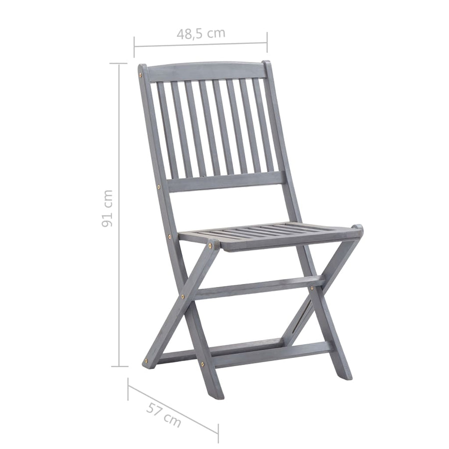 Folding Chairs 8 pcs with Cushions Solid Acacia Wood